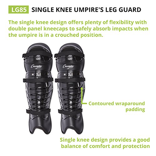 Champion Sports Single Knee Umpire Leg Guards 16.5" Baseball & Softball Protective Gear Pair
