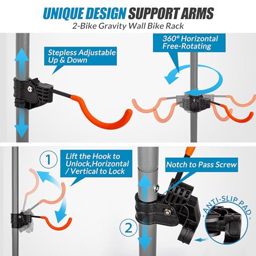 Suchtale Two-Bike Wall & Floor Bicycle Rack - Adjustable Indoor Storage for Road & Mountain Bikes