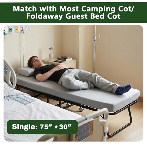 Single 75 x 30 x 3.5 Inch Extra Thick Supportive Camping Mattress with Travel Bag