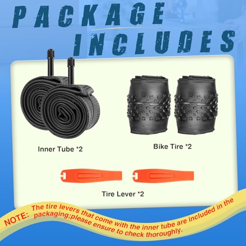 24x2.4 Inch MTB Bike Tire & Inner Tubes - Small Knobby Tread, 2 Pack - Compatible with Mountain Bikes, BMX, E-Bikes - Variation: 24x2.4 / 2 Tires+2 Tubes