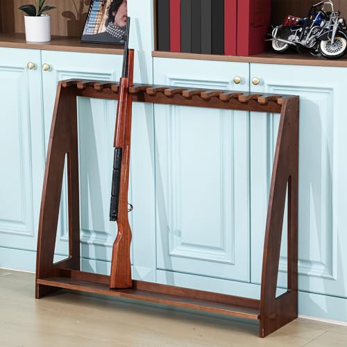 Yousoontic Walnut Gun Rack for Indoor Storage Holds 12 Rifles