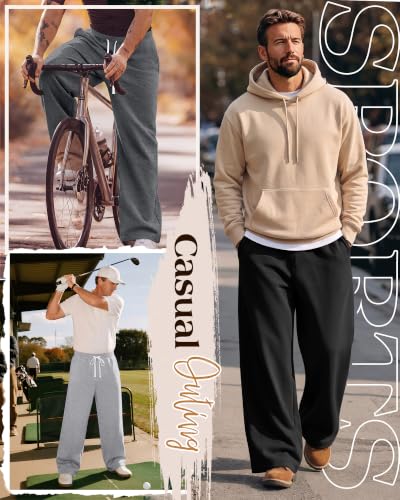 Men's Open Bottom Sweatpants with Pockets - Casual Activewear