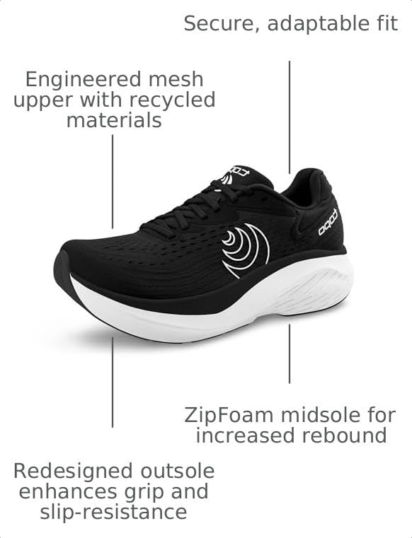 Lightweight Road Running Shoes for Women - Black & White, Atmos 2
