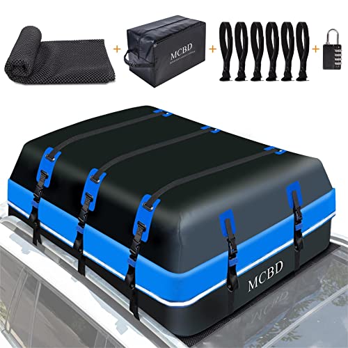 Blue 21 Cu Ft Waterproof Car Roof Cargo Bag with Straps & Hooks