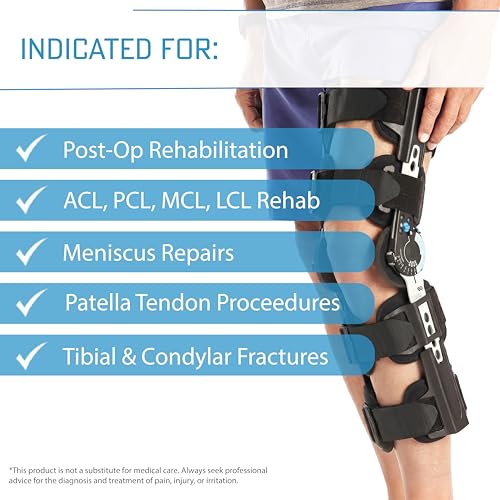Ovation Medical Post-Op Knee Brace - Standard, Adjustable Hinged ROM Support