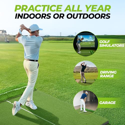 Golfguru 5' x 4' Dual Turf Golf Hitting Mat with Alignment Aid - Standard 16mm