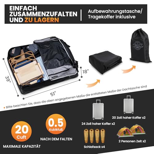 Sailnovo Classic Gray-Black Car Roof Bag 20Cu Ft Universal Fit for Most Vehicles