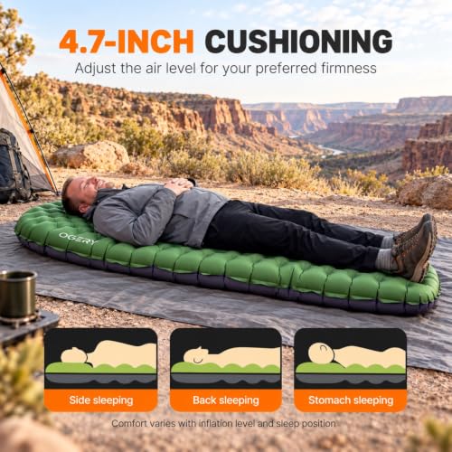 Insulated Sleeping Pad with Pump Bag - R-Value 9.0, 4.7-Inch Thick, Green