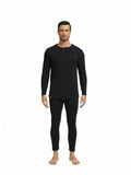 Thermal Underwear for Men Base Layer Cotton Long Johns High Weight Blended Fleece Lined Set for Cold Weather (X-Large) Black
