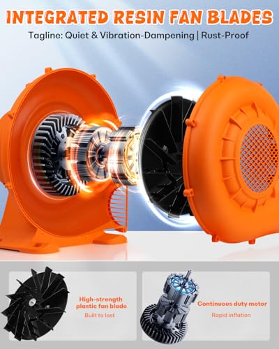 Inflatable Bounce House Blower 550W/0.75HP Portable Air Pump for Water Slides & Decorations