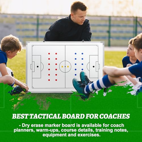 Lincia Magnetic Soccer Coaching Whiteboard - Double Sided, 35x24 Inches, Includes Magnets & Accessories