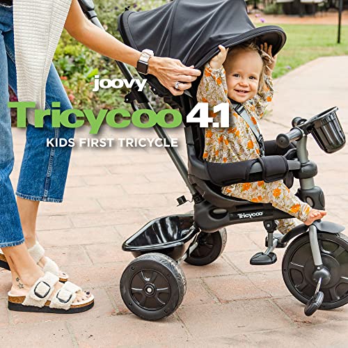 Joovy Tricycoo 4.1 Kids Tricycle Black - 4 Adjustable Stages with Push Handle