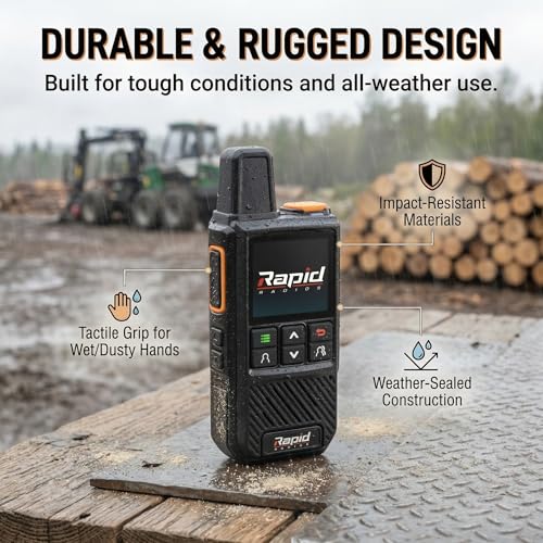 Rapid Radios G1 LTE Walkie-Talkies with Nationwide Coverage, Secure Encrypted 2-Way Radio Set