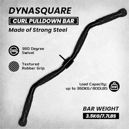 Heavy Duty Lat Pulldown Attachments Set with Black Curl Bar for Gym