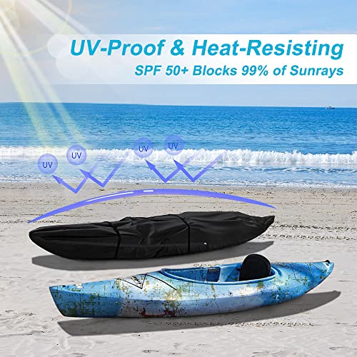 Seapisode 12ft Fade & Tear Resistant Waterproof Canoe Cover with Zipper, Black