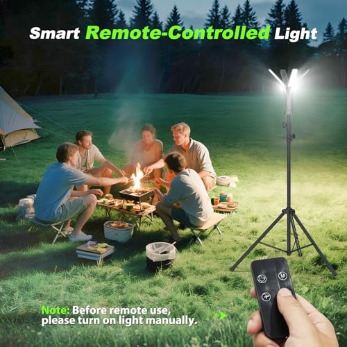 Clemas 8.2Ft Black Camping Light with Remote & Stand, 14000mAh Rechargeable Lantern, 6000 Lumen Portable Tent & Outdoor Work Light