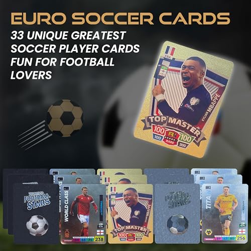 Multicolor Soccer Cards Set - 33 Unique Greatest Soccer Playing Cards - Pack of 3