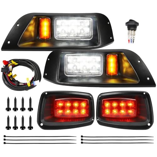 EZGO Golf Cart LED Headlight & Tail Light Kit 1996-2013, Waterproof & Bright