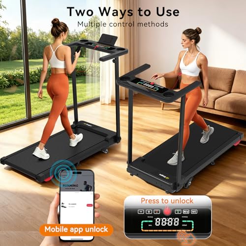 Ecogou Folding Treadmill with Incline & Bluetooth Speakers, 2.5HP Home Fitness