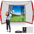 Golf Simulator Cage 10x8 FT with Impact Screen & Heavy-Duty Frame