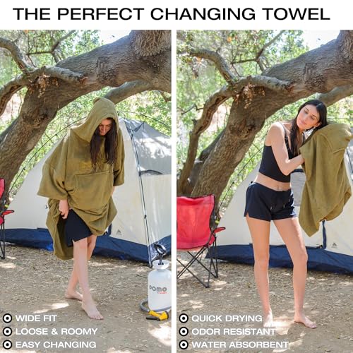 Unisex Cotton Surf Poncho Towel with Hood for Water Sports & Changing