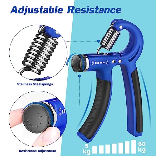 Blue Hand Grip Strength Trainer with Adjustable Resistance - 2 Pack