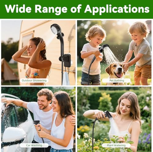 Portable Camping Shower with Heater & Bucket - Rechargeable 6000mAh
