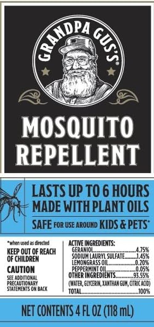 Grandpa Gus's Mosquito Repellent Spray - DEET-Free, Plant-Based Formula for Kids & Family | 4 oz, 2 Pack
