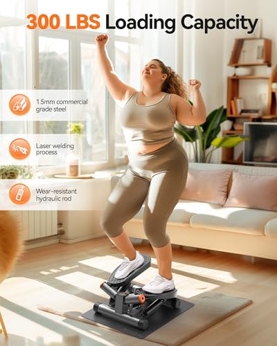Niceday Mini Stepper with 300LBS Capacity - Home Exercise Equipment, Gray + Mat