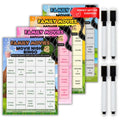 Family Movie Night Bingo Cards Set - Reusable Game Supplies, 4-Pack - Family