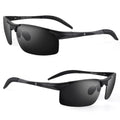BLUPOND Set of 2 Sports Polarized Black Sunglasses for Men Women - UV400 TAC Lens - Durable Metal Frame for Driving Fishing Cycling Golfing (2 Black Lens)