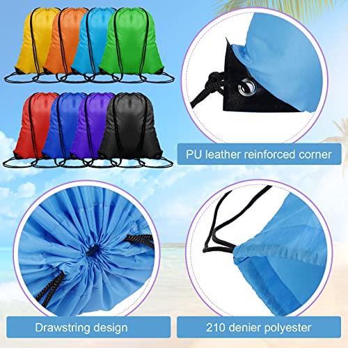 120 Pcs Drawstring Backpack Bulk Set - Nylon Sport & Gym Bags in 8 Colors