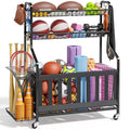 Garage Sports Equipment Organizer with Wheels - Black, 40 x 16.7 x 45.6 Inches