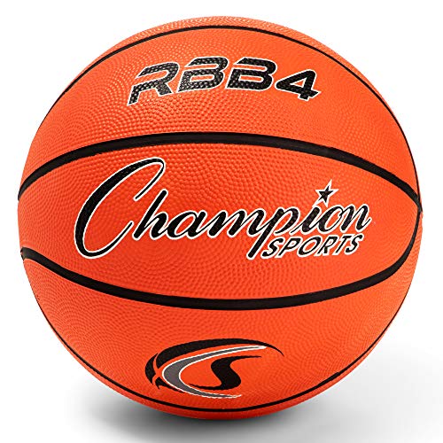 Champion Sports Pro-Style Rubber Basketball 28.5 Inch - Orange, Intermediate Size 6