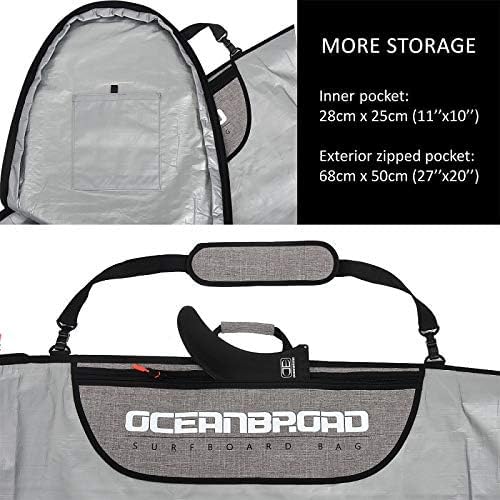 OCEANBROAD 9'6'' x 24'' Surfboard Bag Longboard Travel Case with Fin Slot