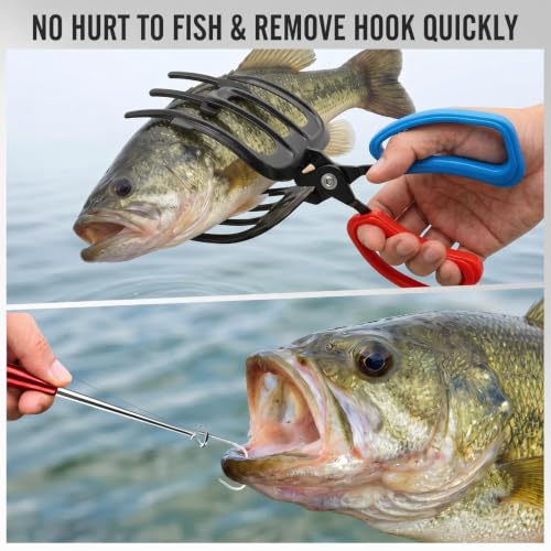 Heavy Duty Fish Lip Gripper with Hook Remover Tool Set - 3 Pack for Freshwater & Saltwater Fishing