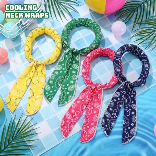 Lenwen 12 Pcs Cooling Neck Wraps Ice Cooling Scarves Summer Bandana Headband Paisley