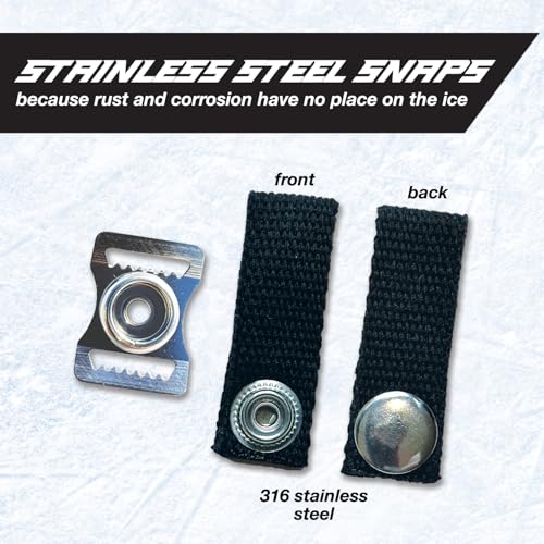 Black Hockey Helmet Chin Strap with Stainless Steel Snaps - Replacement Loop Kit