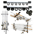 6-Rod Wall Mount Fishing Pole Holder for Garage Organization