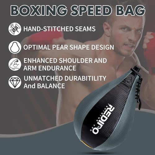 Grey Boxing Speed Bag - PU Leather Reflex Punching Ball for MMA & Training