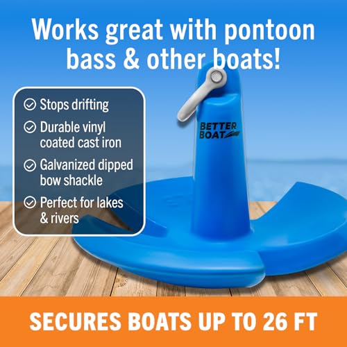 Better Boat 30 lb Vinyl Coated River Anchor for Boats Up to 26 Ft - Hybrid Mud & Rock Holding