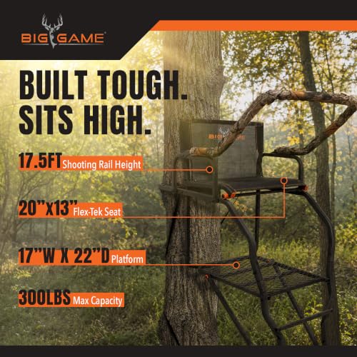 Big Game Striker XL Ladder Treestand 17.5 Ft with Flip Back Seat & Safety Gear