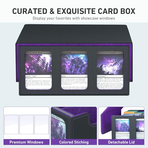 Purple 3-Row Trading Card Storage Box for 2400+ Cards with Dividers & Supports