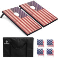 OUTBALL Classic Flag Cornhole Set 3’x2’ Regulation Size with Carrying Bag & Bean Bags