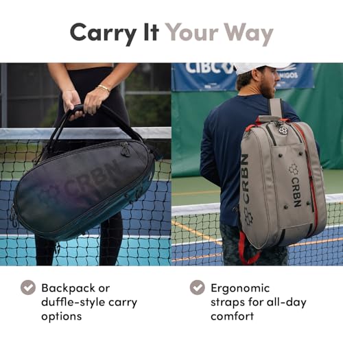 CRBN Pickleball Pearl Pro Team Tour Paddle Bag with Zip-Off Sling & Shoe Compartment
