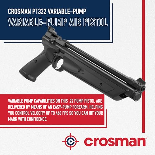 Crosman .22 Caliber Pellet Pistol - Black, Bolt-Action, Up to 460 FPS