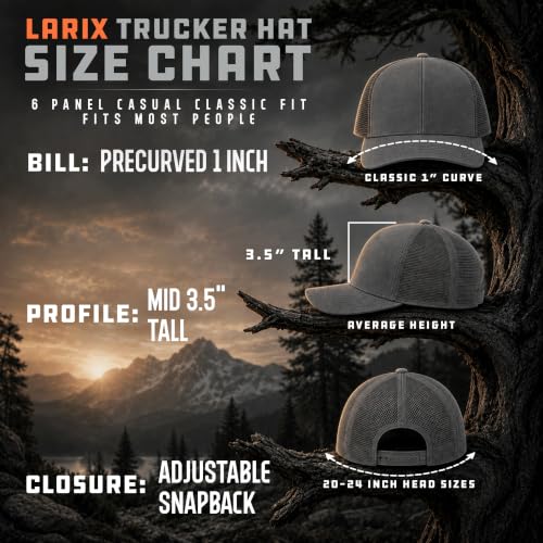 Larix Tamarack Mountain Mesh Snapback Trucker Hat Men Light Blue Amber Gold Beige - 2