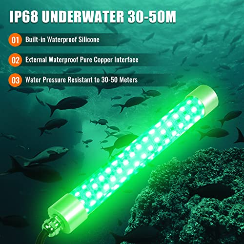 HUSUKU Green FS0-3 Underwater Fishing Light for Kayak & Marine Use 12V/110V