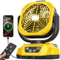 Poxsmuly Yellow Portable Dewalt 20V Max Battery Fan with USB & LED Light - 4 Speeds