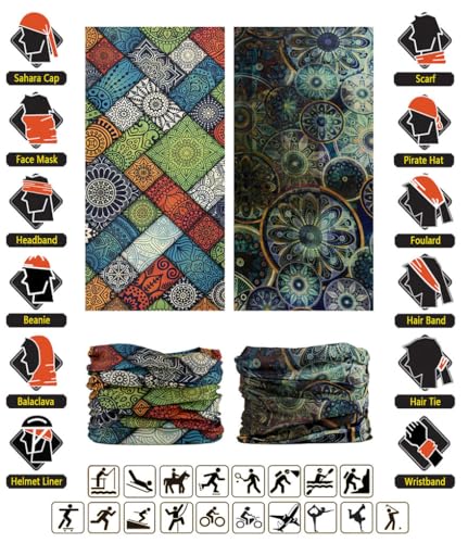VANCROWN 9-Piece Headband Neck Gaiter Face Mask Bandana for Men Women - One Size